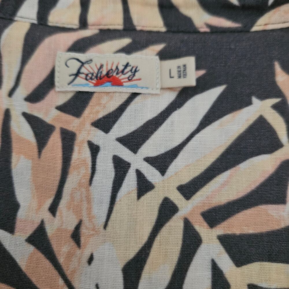 Faherty Isha Linen Blend Mini Dress in Tropical Palm Pintuck Bodice Size L EUC - Picture 4 of 9